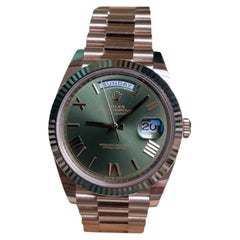 Used Rolex Day-Date 40 Presidential Olive Green Dial 18kt Rose Gold Men's Watch 22823