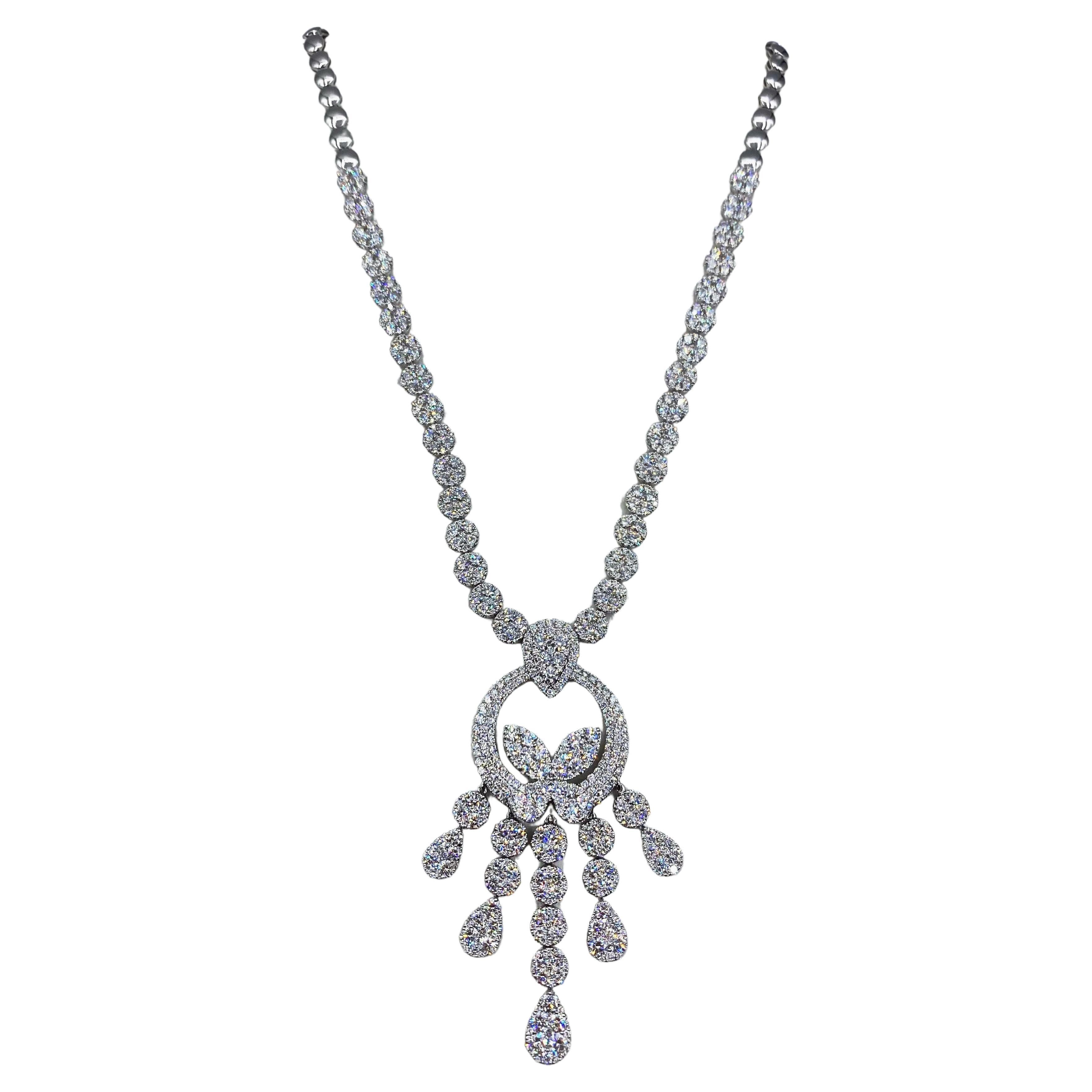 Beautiful Ladies Necklace 18kt White Gold 15.20 Ct.W Diamonds 10257