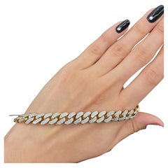 Bracciale cubano con diamanti in oro giallo 14k