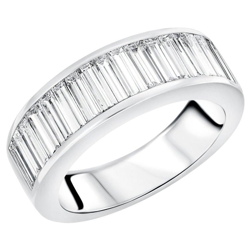 For Sale:  Men's 2.30 Carat Baguette Cut Diamond 14K White Channel Set Ring