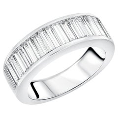 Men's 2.30 Carat Baguette Cut Diamond 14K White Channel Set Ring