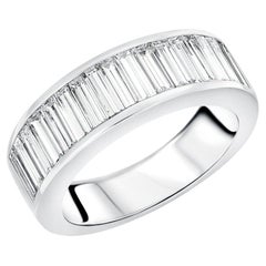 Bague pour homme avec diamant taille baguette de 2,30 carats 14K White Channel Set