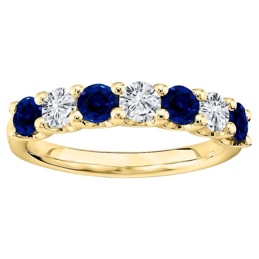 For Sale:  7 Stone Diamond and Natural Sapphire Band 1.75 ct. tw.