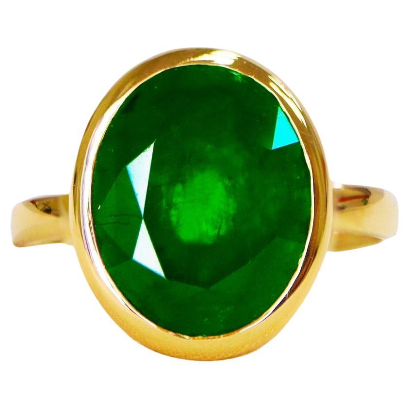 IGI 18K 4.05 Ct Natural Emerald Antique Art Deco Engagement Ring