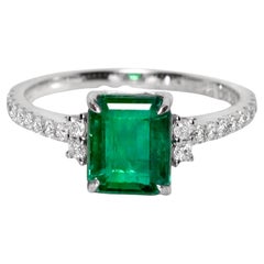 IGI 14K 2.26 Ct Natural Emerald&Diamonds Antique Engagement Ring