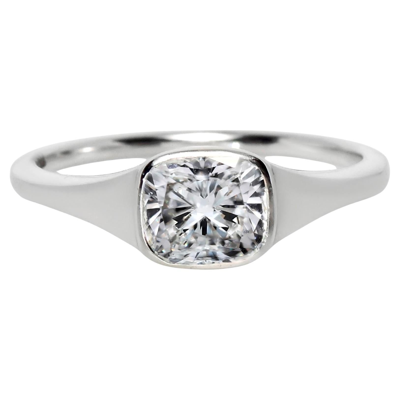 Bague de fiançailles IGI 18K 1.01 Ct H IF Diamant Naturel Antique