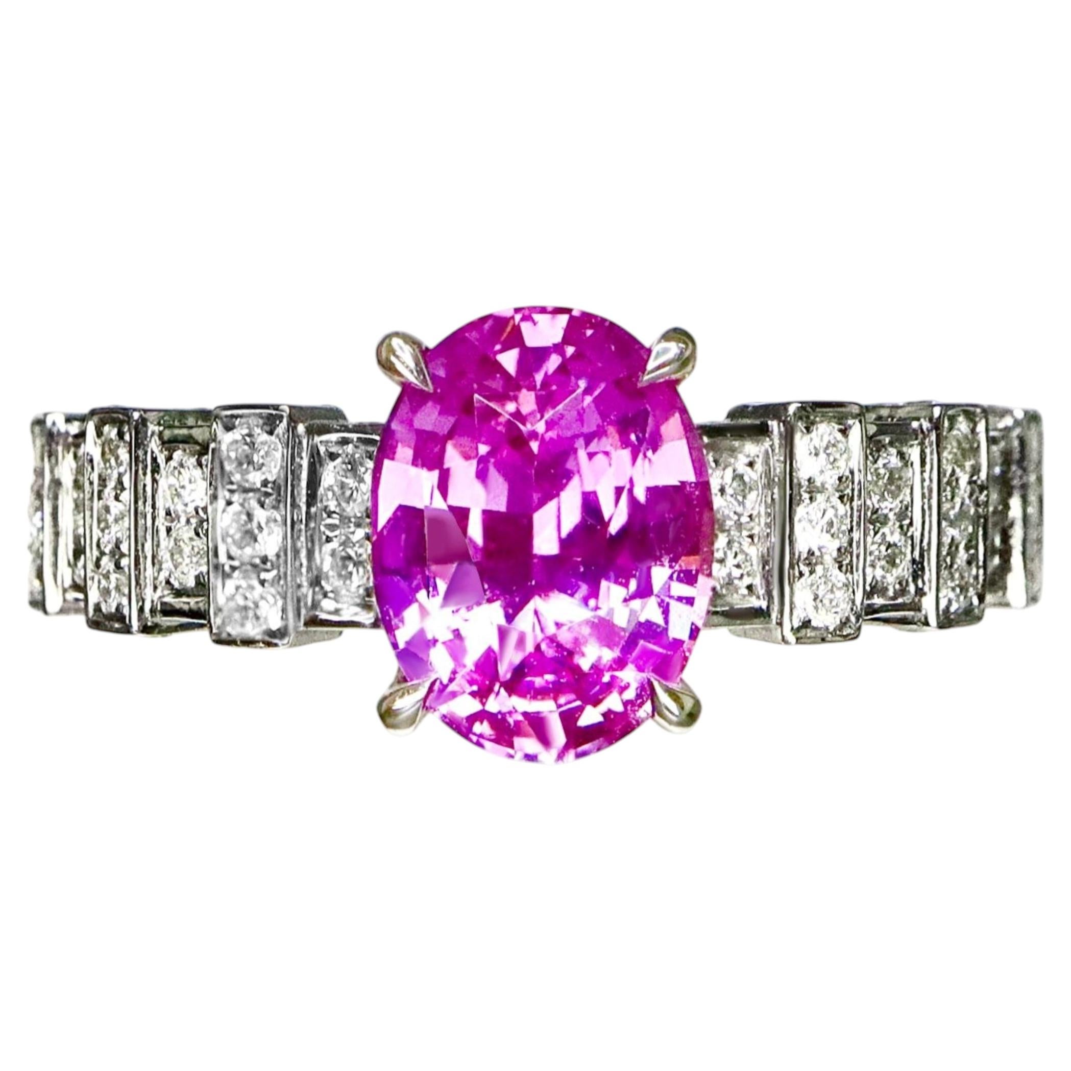 GIA/AIGS 18K 2,05 Karat Madagaskar Unerhitzt Lebendiger Rosa Saphir Verlobungsring