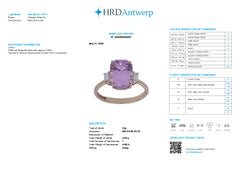 Anello di fidanzamento in stile Art Déco antico con kunzite rosa intenso HRD 14K da 4,68 ct e diamanti