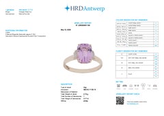 Anello di fidanzamento HRD in oro 14K con kunzite rosa intenso da 3,17 ct e 5 diamanti