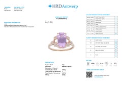 Anello di fidanzamento in stile Art Déco antico con kunzite rosa intenso HRD 14K da 4,27 ct e diamanti