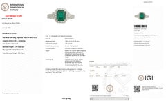 Anello di fidanzamento Art Déco IGI in oro 18 carati con smeraldo naturale verde vivido da 1,91 carati e diamanti