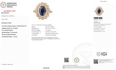 IGI 18K 2.78 Ct Vivid Blue ( Royal Blue ) Sapphire&Diamonds Engagement Ring