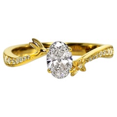 GIA 18K 0.40 Ct D VVS1 Natural Diamond Vintage Style Engagement Ring