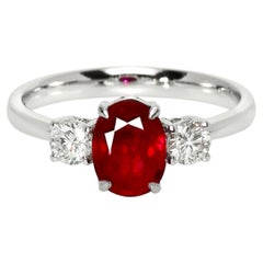 GIA 14K 1.57 Ct Burma Pigeon Blood Red Ruby Engagement Ring