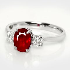 GIA 14K 1.57 Ct Burma Pigeon Blood Red Ruby Engagement Ring