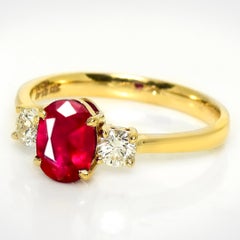 GIA 14K 1.40 Ct Burma Pigeon Blood Red Ruby Engagement Ring