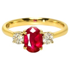 GIA 14K 1.40 Ct Burma Pigeon Blood Red Ruby Engagement Ring