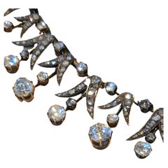 Antique 1880s Rose Cut Diamond Gold Necklace