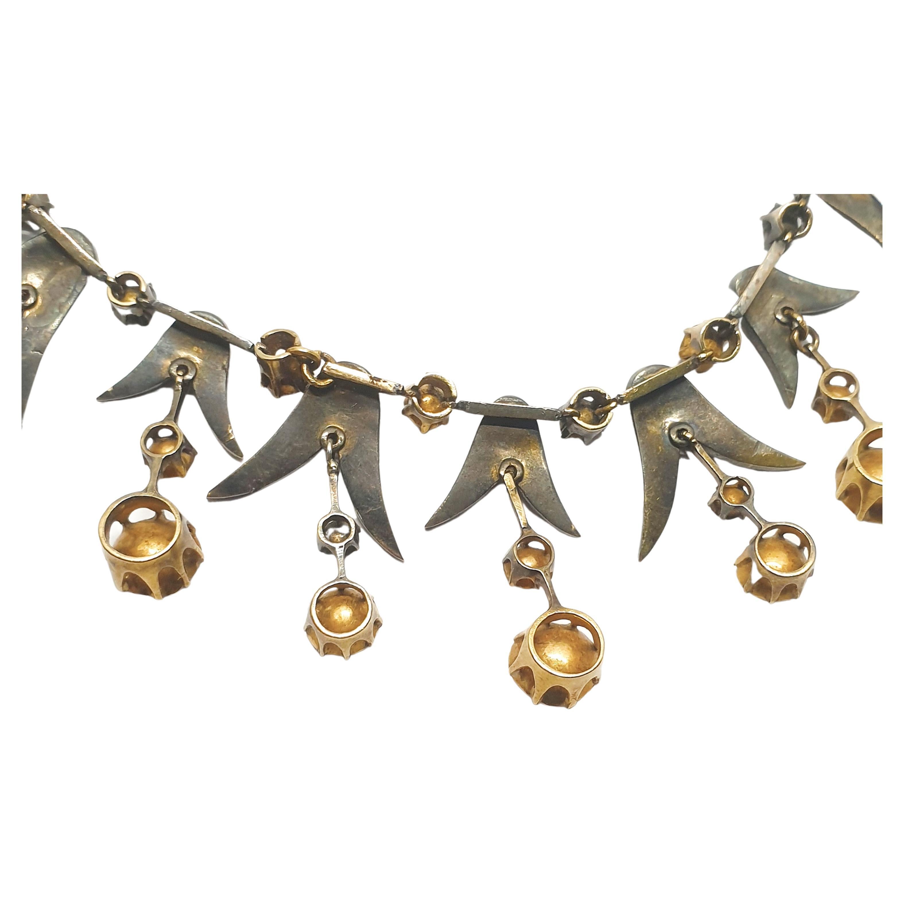 Antike 1880er Jahre Rose Cut Diamond Gold Halskette im Zustand „Gut“ im Angebot in Cairo, EG