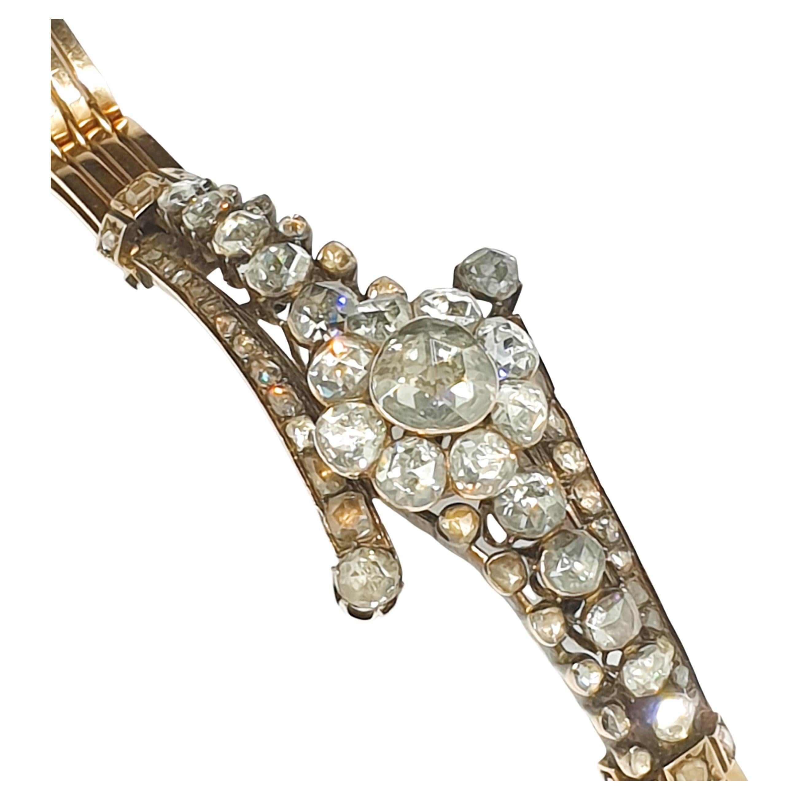 Antique Rose Cut Diamond Gold Bracelet For Sale