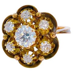 Antique 14k Gold Russian Old Mine Cut Diamond Ring