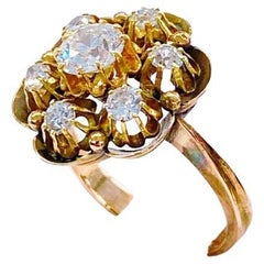 “Antique Russian 1.80ct Old Mine Cut Diamond Floral Ring”