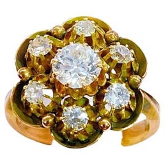 “Antique Russian 1.80ct Old Mine Cut Diamond Floral Ring”
