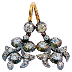 Antique Russian Old Mine Cut Diamond Earrings