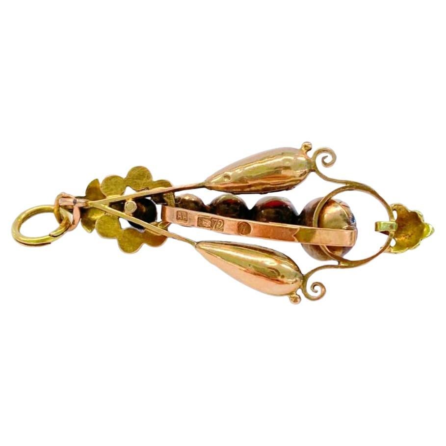 Antique Garnet Russian Gold Pendant For Sale 1