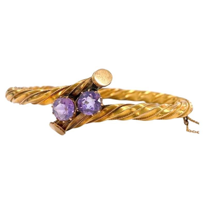 Antique 1880s Amethyst Russian Gold Bracelet