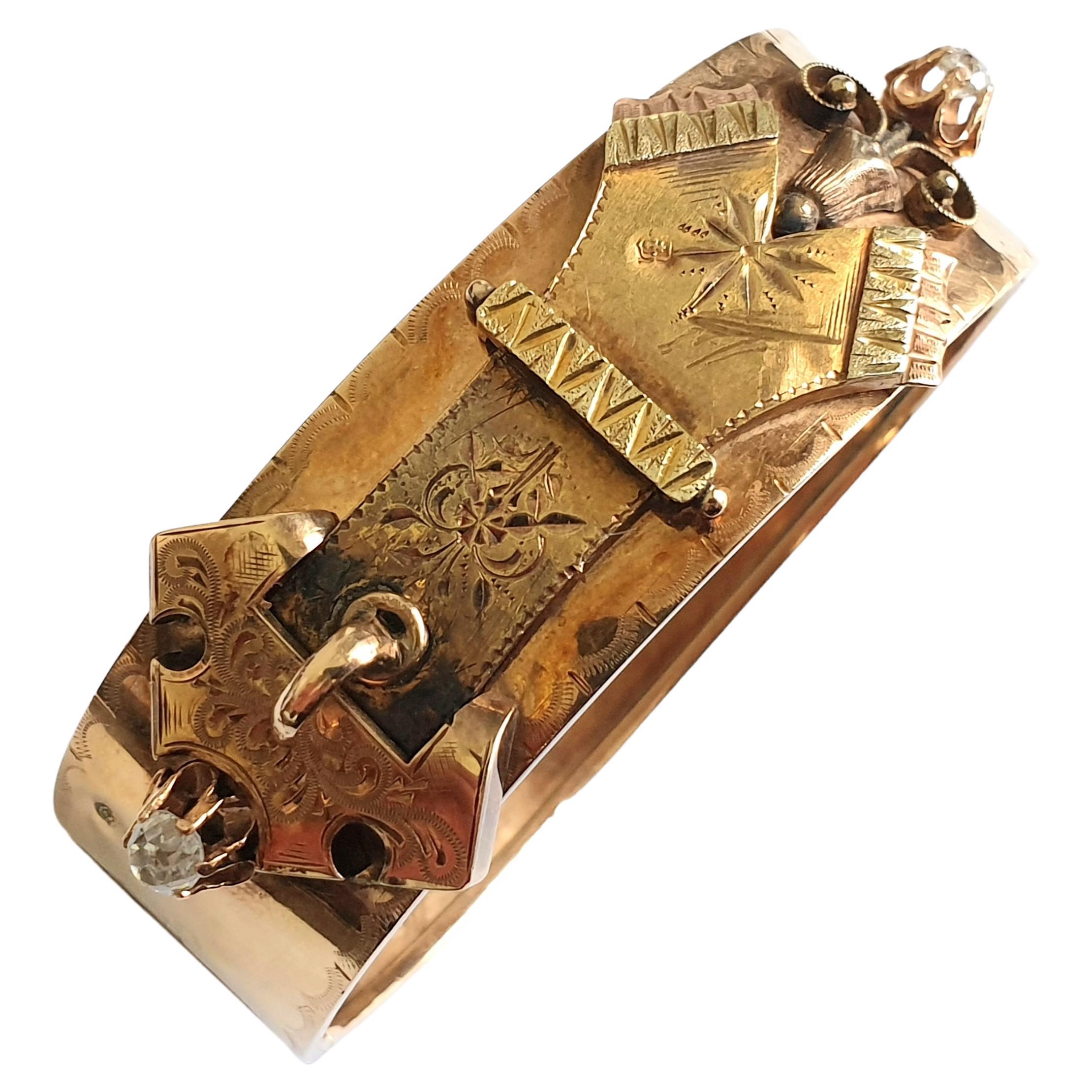 Antique 1880s Russian Gold Bangle Bracelet  For Sale