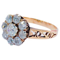 Antique Old Mine Cut Diamond Russian Gold Ring