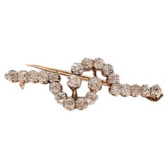 “Antique 14k Gold Old Mine Cut Diamond Brooch, Russian, Circa 1870”