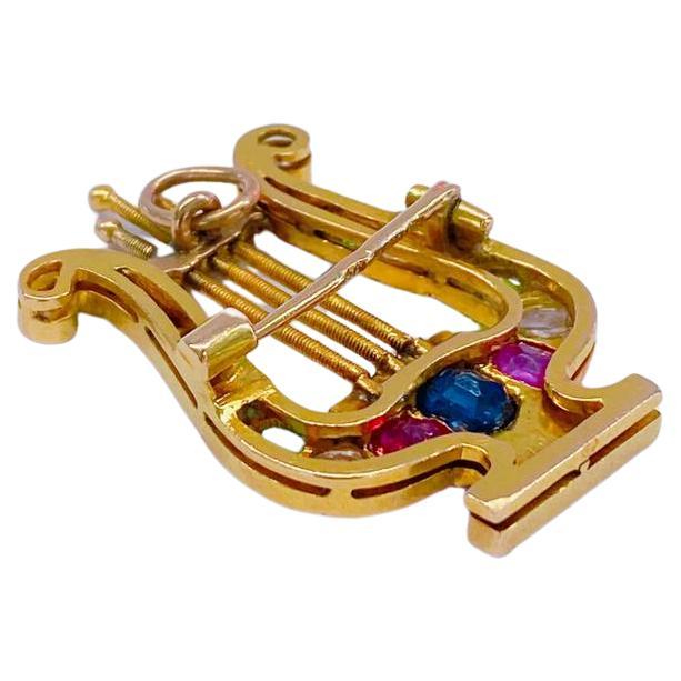 Women's Antique sapphire Ruby Diamond Gold Brooch And Pendant For Sale