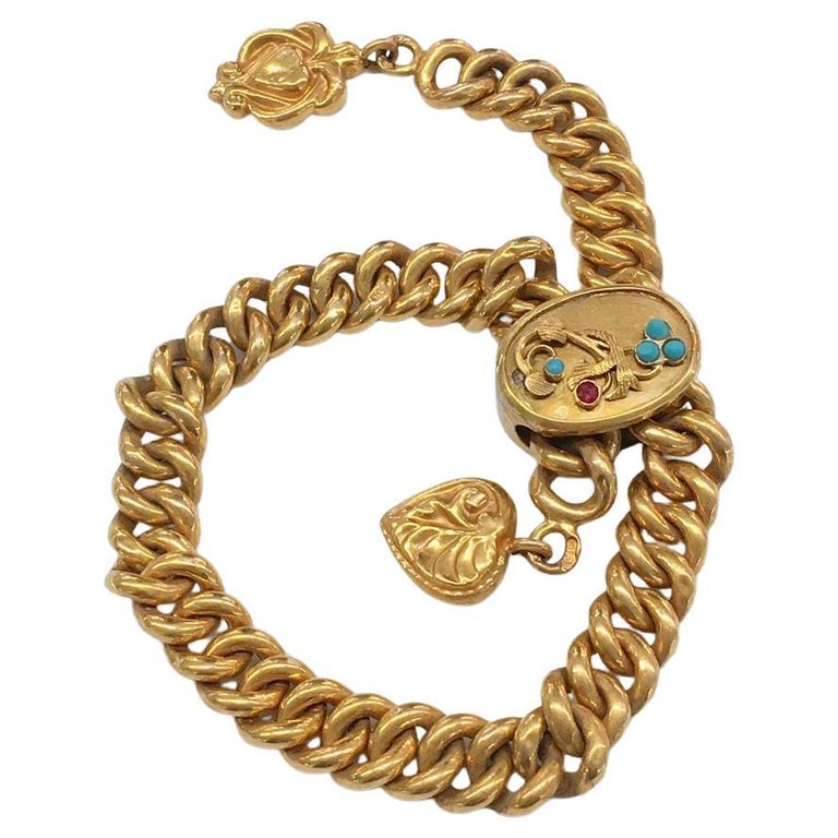 Antique Russian 14k Gold Link Bracelet For Sale at 1stDibs
