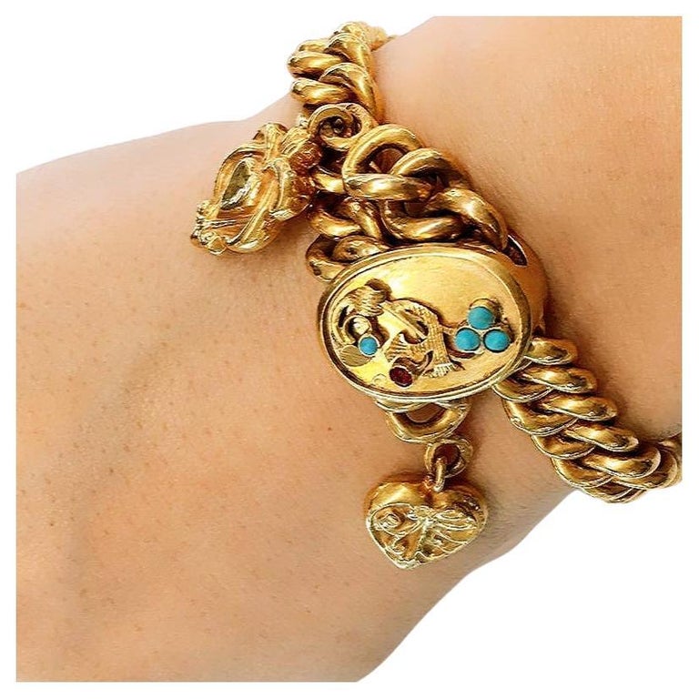 Antique Gold Link Bracelet For Sale at 1stDibs