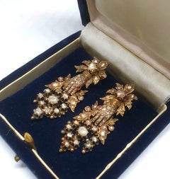 Antique 1880s Rose Cut Diamond Gold Brooch
