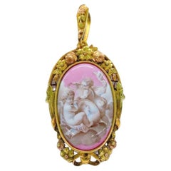 Antique Enamel Gold Locket Pendant