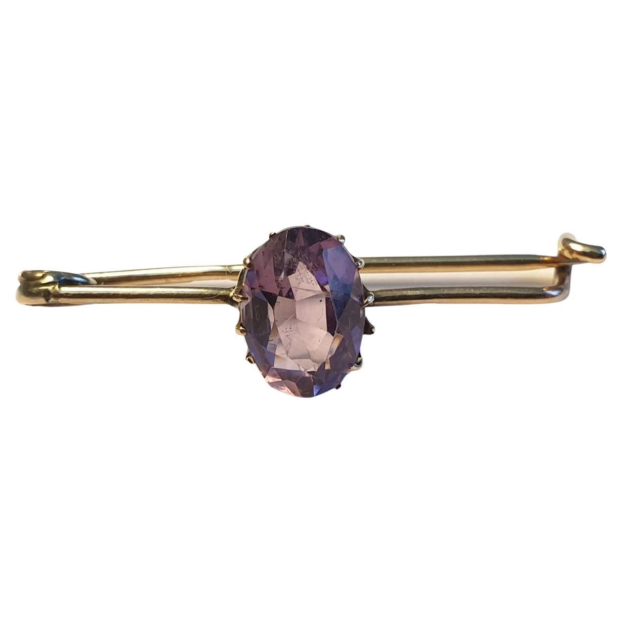 Antique 1880s Siberian Amethyst Russian Gold Brooch For Sale