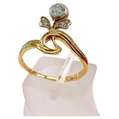 Vintage art Nouveau  Old Mine Cut Diamond Solitare Gold Ring