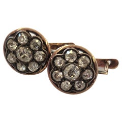 Antike Diamant-Ohrringe mit Minenschliff aus Gold