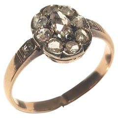 Antique Rose Cut Diamond Russian Gold Ring