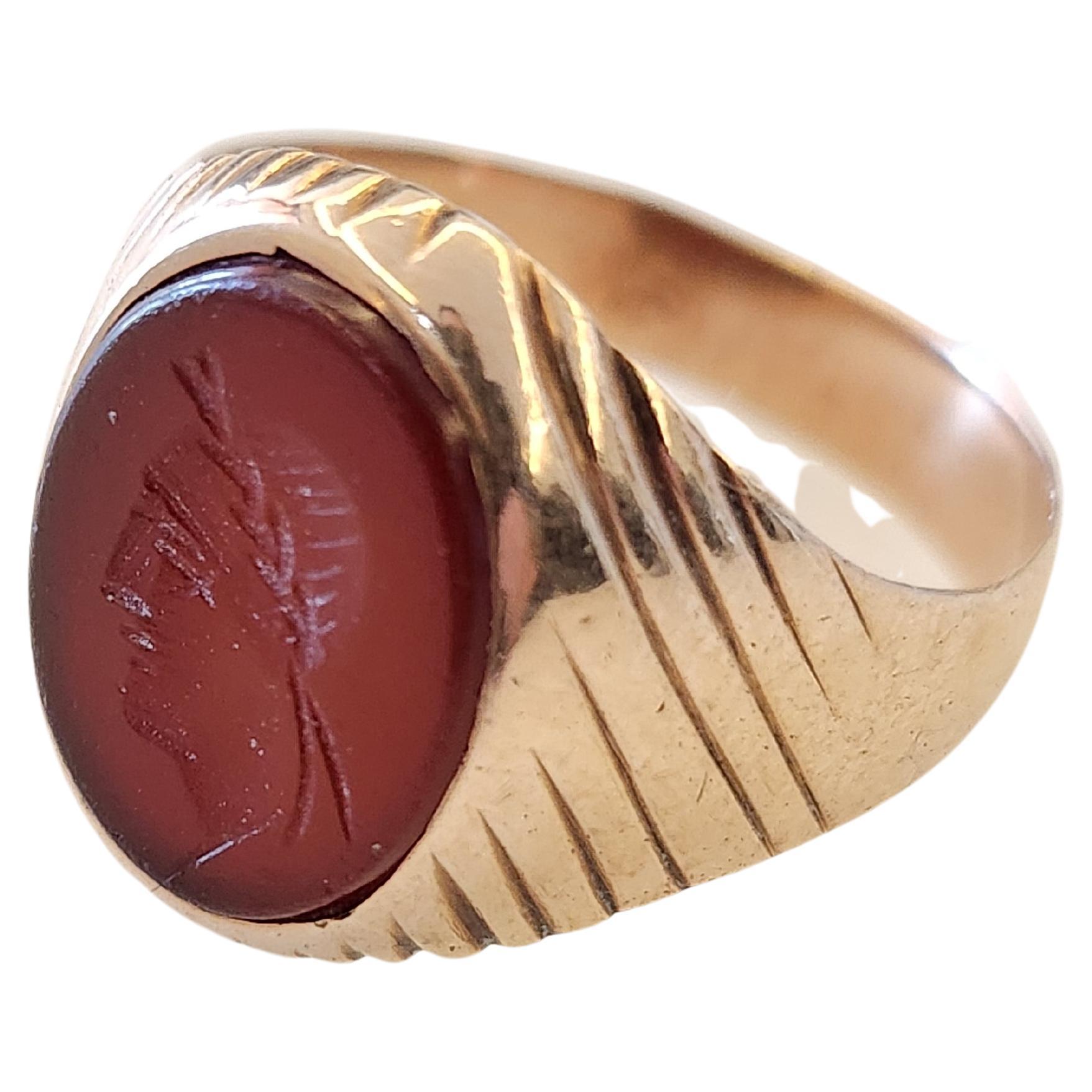 Antique Signet Russian Gold Ring For Sale