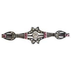 Antique Diamond And Ruby Russian Gold Brooch Antique Diamond And Ruby Russian Gold Brooch