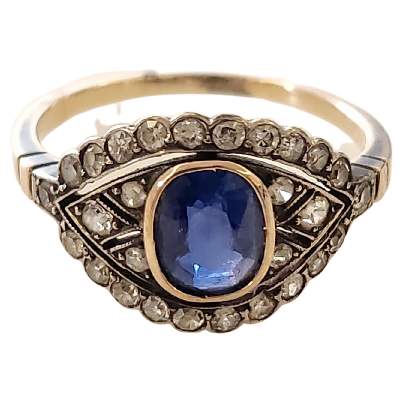 Antique Sapphire And Diamond Gold Ring For Sale