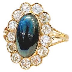“Antique 14k Gold Russian Ring with 1.50ct Sapphire and Diamonds, 1917”
