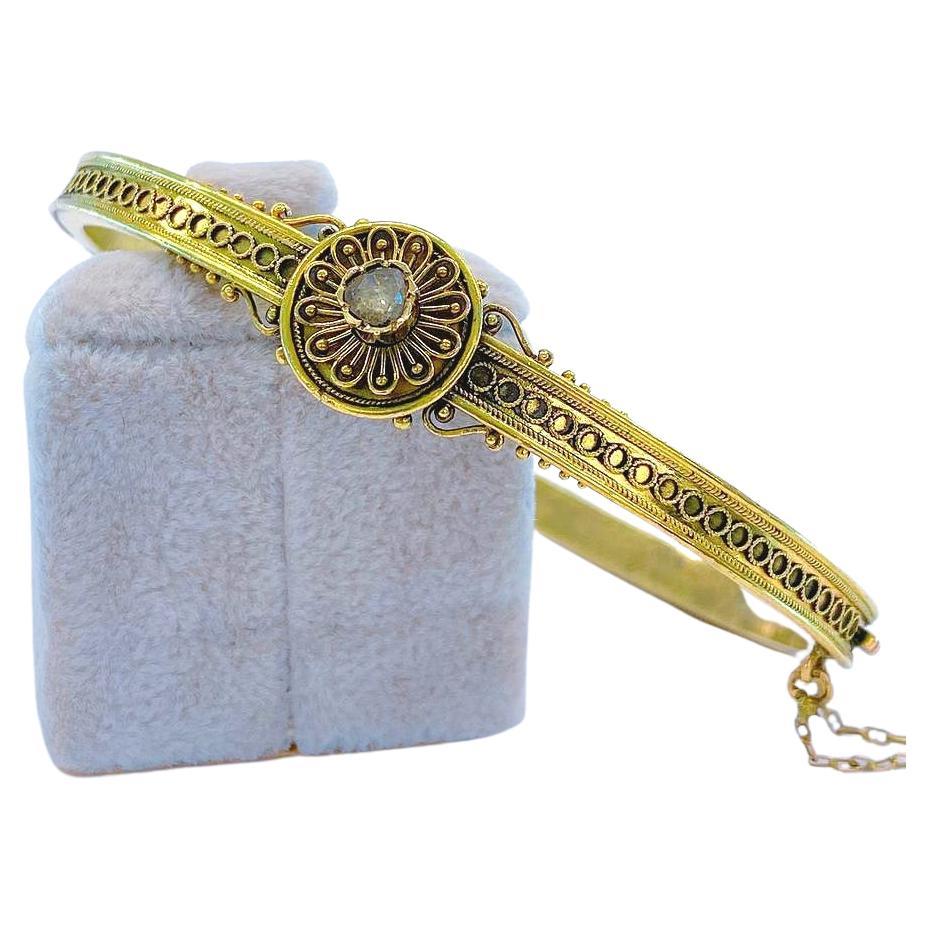 Antique Astro Hungerian Empire Gold Bangle Bracelet For Sale
