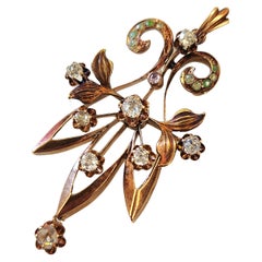 Antique Russian Old Mine Cut Diamond Gold Pendant