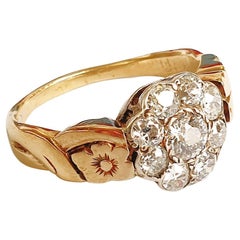 Vintage Old Mine Cut Diamond Russian Gold Ring