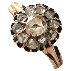 Antiker russischer Goldring mit Diamanten im Rosenschliff